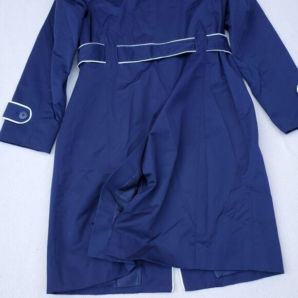 Jaclyn Smith Navy Blue and White Trench Coat - Picture 10 of 14